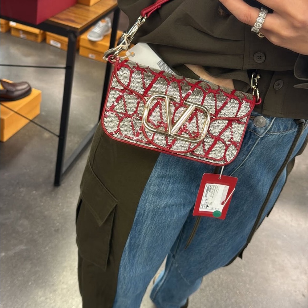 Valentino Garavani Red and Silver Crossbody Bag